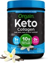 Orgain Keto Collagen Protein Powder, Vainilla - 10g Grass Fed Hidrolyzed Collagen Peptides for Women ' Men, Tipo I & III, 5g MCT Oil - Hair, Skin, Nail, " Joint Support, Non-GMO, Gluten Free - 0.88lb