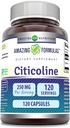 Fórmulas asombrosas Citicoline 250 mg Silenciosos Capsules Suplemento No-GMO Silencioso Gluten Libre Silencio Made in USA (120 Conde)