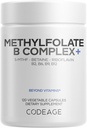 Codeage Methylfolate B Complex Supplements - 5 MTHF, Methylcobalamin 1000mcg Metillated Vitamina B12, Riboflavin, Betaine, Vitaminas B6, Methylation Cycle MTHFR - 2 Methths - 120 Capsules