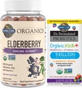 Garden of Life Organics Elderberry Gummies for Adults &amp; Kids - Immune Support Supplement " Dr. Formulated Probiotics Organic Kids+ Plus Vitamin C " D - Berry Cherry