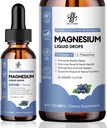 Magnesium Glycinate Liquid, Magnesium Complex Suplemento con Omega3, L-Theanine y Vitamina para la calma, Apoyo al sueño, Muscle Relief, Non GMO, Blueberry Flavor, 2 Fl Oz