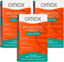 Prebiótico Omax3 Probiótico 50 Billones CFU + Chicory Inulin, 10 Strain, Reduce Bloating, Digestion, SIBO, Leaky Gut, Vaginal pH, Acidophilus, Vegan, Dairy Free, Gluten Free, Blister Packaged (2 Pack)