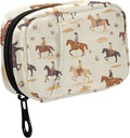 Fustylead Cartoon Cowboy Riding Caballo y Cactus Pill Organizer for Purse, Caja semanal de píldoras portátiles con cremallera para almacenar vitaminas Aceites de pescado Suplementos