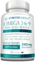 Ciencia Aprobada Omega 3-6-9-2400mg Daily Blend of Fish, Flaxseed, and Borage Oils with Vitamin E - Wellness Support - Non-GMO, Mercury-Free - 120 Softgels - 2 Month Supply
