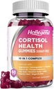 Suplementos Cortisol para Mujeres Hombres, Gummies Cortisol con Ashwagandha, Magnesio, L-Theanine, Phosphatidylserine, B6 para Cortisol Detox, Relax, Sleep, Focus, Sugar-Free, Vegan, 60