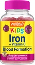 WellSi Iron Gummies for Kids with Vitamin C - Anemia Support, Red Blood Cell Formation, Energy, and Immunity Support Gummy, Iron Supplements for Kids - GMO Free, Natural Grape Flavor - 60 Count