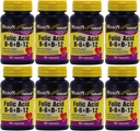 Masculino Vitaminas Folic Acid B-6 &amp; B12 Heart Health Fórmula 90 Tabletas por Bottle Pack de 8 Total 720 Tablets