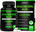 Suplemento de ácido araquidonico 1500mg (150 cápsulas) - Suplemento musculo y fuerza para la masa muscular " recuperación para hombres " mujeres - Gluten Free " Non-GMO - 3rd Party Tested - (150 cápsulas)