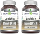 Fórmulas Increíbles Lecithin 1200 mg Suplemento de Softgels ← High Potency ← No Gluten Free (2 Pack, 240 Count)