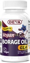 Deva Vegan Vitaminas, Borage Oil 500mg, Rich Source of Omega-6 Fatty Acid GLA (Gamma linolenic Acid), Cold-Presed & Unrefined, 90 Tablets, 1-Pack