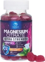 Magnesio Citrate Suplemento Gummies - High Absorption Magnesium Gummy para Adultos &amp; Niños, Magnesio Citrate Suplementos para Hueso, Salud muscular, Apoyo al Corazón, Vegan, Gluten Gratis, No GMO - 60 Gummies