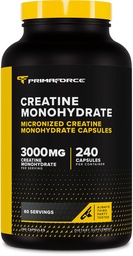 Primaforce Cretine Monohydrate Capsules - 240 Capsules, 3000mg por Serving, Gluten Free and Non-GMO