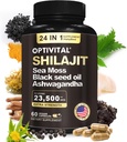 Shilajit orgánico puro Himalayan para Moss de Mar de Mujeres, Aceite de Semillas Negras, Ashwagandha, Rhodiola & Burdock, Ginseng Cordyceps " Biloba, Nettle & Turmeric (No Fillers) (60 Caps)
