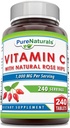 Naturales puros Vitamina C con Rosa HIPS 1000 mg Por Servings ← 240 Tablets Suplemento  Non-GMO TEN Gluten Free TEN Made in USA