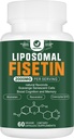 Suplemento de Fisetina Liposomal, 2000MG, 98% Antioxidantes Pure Fisetin Polyphenols, con Quercetin, TMG y Resveratrol, para el envejecimiento saludable, soporte cognitivo, 60 cápsulas