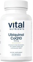 Nutrientes vitales Ubiquinol CoQ10 100mg ← Forma activada de la Coenzima Q10 ← Potente Antioxidante para apoyar la salud cardiovascular y cerebral* ← Gluten y Dairy Free ← 60 Vegetarian Softgels