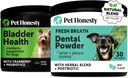 Cranberry Bladder Health + Dental Powder para la limpieza de dientes " Plaque Removal, Urinary Tract " Soporte para perros
