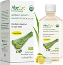 AloeCure USDA Organic Aloe Vera Juice Lemon Flavor - Hecho dentro de 12 horas de cosecha - Suplemento Digestivo Natural para la acidez de estómago equilibrado - Soporte Salud Digestiva e Inmunitaria - 1 Btl x 16.7oz