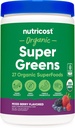 Nutricost Organic Super Greens Powder (30 Servimientos) Mixed Berry Flavor - Superfood Supplement Drink Mix