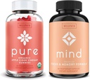 WellPath Pure Apple Sider Vinegar con la madre Gummies & Mind Brain Suplemento con Lion's Mane - Supports Focus & Memory, 60 Ct Cada