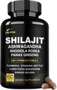 8-en-1 Shilajit para Mujeres con Ashwaganda Himalayan Suplemento Orgánico con Rhodiola Rosea, Ginseng, Turmeric, Mushroom, para Apoyo Inmunitario, Energía, Calma, Focus, Claridad, Dormir, Cortisol