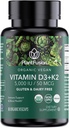 PlantFusion Organic Vegan Vitamina D3 + K2 5,000 UI, 50MCG – Vitamina D proveniente de Lichen y Vitamina K2, para Immune Support y Bone Health - 60 cápsulas
