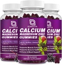 GONGOTA Magnesio Zinc de calcio con vitamina D3 Suplemento, Gummes de calcio altamente absorbidos con 300 mg de Magnesio Gliccinado Soporte Hueso &amp; Dientes, Musculo para adultos y adolescentes,Sugar Gratis, Vegan (3 Pack)
