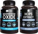 Ingredientes originales puros Oxido de Magnesio y Hops Extract Bundle, 365 Capsules Cada, No Fillers, Siempre Puro
