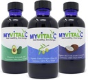 MyVitalC Combo de aceite de oliva virgen extra orgánico, MCT & Aceite de aguacate - ESS60 Suplemento antioxidante - para el envejecimiento, la longevidad, sueño, energía - paquete de 3