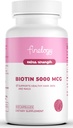 Extra Strength Biotin 5000 MCG, 60 cápsulas para el cabello, la piel, la salud de uñas y huesos, sin gluten, suplemento de biotina de alta potencia (2-Mes)
