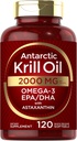 Carlyle Antártico Krill Oil 2000 mg 120 Softgels TEN Omega-3 EPA, DHA, con el suplemento de Astaxanthin Fuente de Red Krill TEN Maximum Strength ANTE