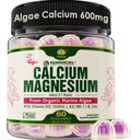 Calcio con base vegetal Gummies 600mg con vitamina D3 K2, Magnesio, Zinc for Bone Strength, Suplementos de Calcio Libre de Azúcar para Hombres (Certificado Vegan) de Algas Rojas orgánicas sostenibles - 60 Condes