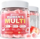 Mantillas multivitaminas sin azúcar - Mujeres Mangas multivitamina metilada con Omega-3, Enzymes &amp; Antioxidante Blend para apoyar la salud general, inmunidad, cabello, uñas &amp; piel salud - 60 ct