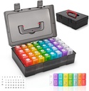 Organizador de píldoras mensuales 2 veces al día, 30 días organizador de píldoras 2 veces al día, cajas de plumas y organizador 2 veces al día con caso de viaje, caja de mes organizador con 32 días compartidos, caja de la pluma de la madre