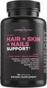Livingood Daily Hair, Skin & Nails Supplement, 14-in-1 Formula with Biotin, Collagen, Keratin, Bamboo, Selenium, Folate, B12, Zinc and More, Beauty Supplement for Women & Men, Gluten Free, 60 Capsules