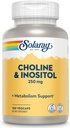 SOLARAY Choline &amp; Inositol 250 mg ← Combo de dos niveles para el metabolismo de grasa saludable, función cerebral Apoyo TEN 100 VegCaps