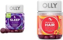 OLLY Sleep Gummy con Melatonin, L-Theanine, Botanicals, BlackBerry Flavor, 50 Conde " Heavenly Hair Gummy con Keratin, Biotin, AMLA, Tropical Orange Flavor, 60 Conde Bundle