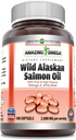 Sorprendente Omega Wild Alaskan Salmón Suplemento Óleo Silencioso 2000 Mg per Serving Silencio 180 Softgels Silencio No Gluten-Free TEN Made in USA
