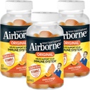 Airborne 750mg Vitamina C Immune Support Suplemento Gummies for Adults, Zesty Orange Flavor, Gluten Free Crafted Blend with Powerful Antioxidants Vitaminas A C &amp; E, 63 Gummies (3 Pack)
