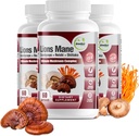 GreeNatr Suplemento completo de baño -10 en 1 Complejo con Lions Mane, Cordyceps, Shiitake, Chaga, Turquía Tail for Immune Support, Memory, Focus &amp; Natural Energy Booster - 180 Capsules (3 Bottles)