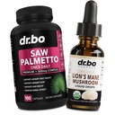Saw Palmetto for Women Hair Loss &amp; Lions Mane Mushroom Drops - DHT Blocker Growth Plus Bladder & Organic Lion's Mane Mushroom Liquid Drops Tincture - Pure Saw Palmetto Hair Píldoras de orina