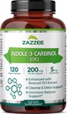Zazzee High Absorption Indole-3-Carbinol (I3C), 200 mg por cápsula, 120 cápsulas Vegan, 4 meses de suministro, 5 mg BioPerine for Enhanced Absorption, 100% vegetariano, All-Natural and Non-GMO