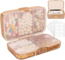 Organizador semanal de píldoras FYYY con etiquetas,8 Compartimientos Travel Daily Pill Case Airtight Caja de gran pill resistente a la humedad para mantener vitaminas, aceite de pescado, suplementos, Swab de algodón y Bandages-Brown
