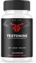 Testonine Male Supplement, Testonine Capsules for Men, Testonine Maximum Strength Formula, Testonine All-Natural Pill for Muscle Power, Testonine Reviews (60 cápsulas)