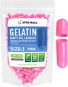 XPRS Nutra Size 1 Empty Capsules - 100 Conde Empty Gelatin Capsules - Pills for DIY Capsule Filling - Pure Bovine Pill Gel Caps for Do-It-youself Supplements (Pink)