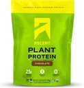 Ascent Plant Based Protein Powder - Non Dairy Vegan Protein, Zero Artificial Ingredients, Soy &amp; Gluten Gratis, No Añadido Sugar, 4g BCAA, 2g Leucine - Chocolate, 18 Servings