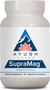 Ayush Herbs SupraMag - Magnesium Blend, 400mg Magnesium Complex Suplemento con Chelated Magnesium Bisglycinate, Citrate, Ororate para el sueño, Energía, & Brain Health - 90 Vegetarian Capsules (1 Conde)