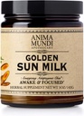 Anima Mundi Apothecary Golden Sun Milk - Relajando la pólvora de base vegetal con especias orgánicas Turmeric, Ashwagandha, Reishi & Vainilla - Pólvora de bebidas sin mancha - Promocionar el sentido de la calma (5oz / 142g)