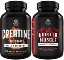 Bundle of Tri Phase Creatine Pills 5g y Extra Strength Test Booster para Hombre - Muscle Mass Gainer y Muscle Recovery Creatine HCL Pyruvate - Natural Energy Supplement with Horny Goat Weed