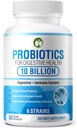 Probióticos para la salud digestiva 60 cápsulas ← 10 billón CFU Científicamente Formulado Multi Strain Probiotic Blend ← Suplementos orgánicos con prebióticos para hombres y mujeres (10 probióticos de billón)